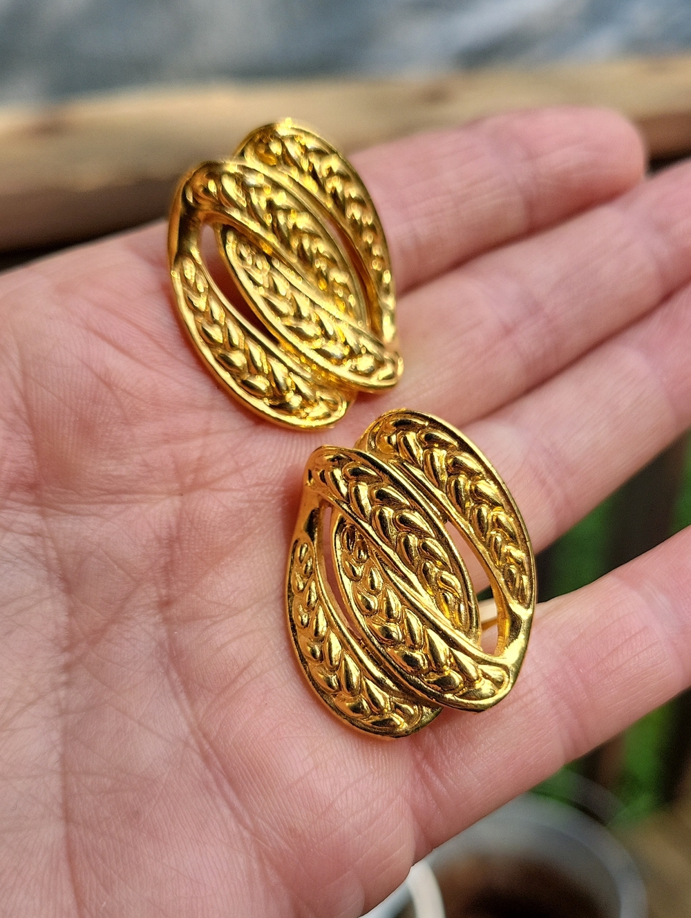 Gold-Tone Textured Swirl Clip-On Earrings - Women Jewelry